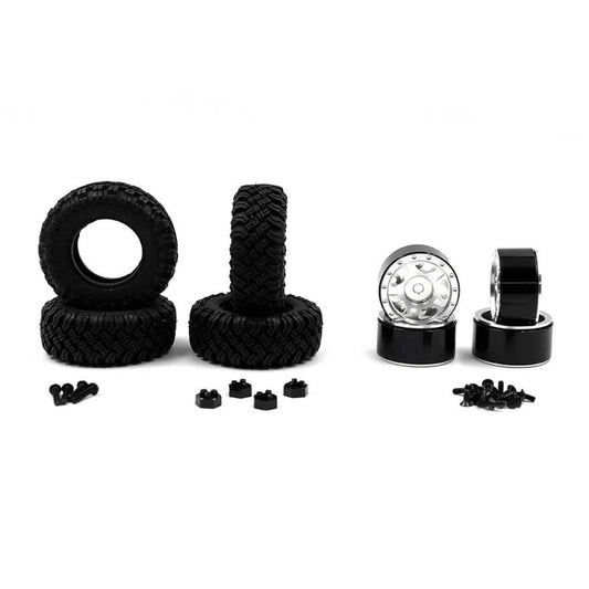Yeah Racing Aluminum CNC 5 Spoke Beadlock Wheel Set For Kyosho Mini-Z 4x4 Toyota Defender 90  WL-0158SV