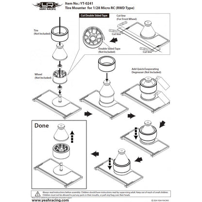 Yeah Racing Mini Z Aluminium Tire Mounter For 1/28 Micro RC YT-0241BK