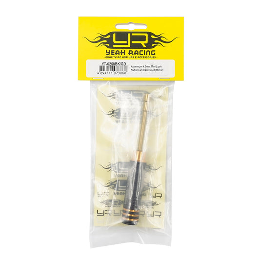 Yeah Racing Aluminum 4.5mm Lock Nut Driver Black Gold (Mini-z)